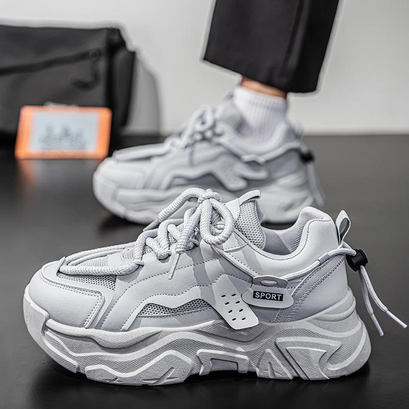 Neue atmungsaktive Mesh-Sportschuhe für den Herbst mit erhöhter Höhe, Plateau-Sohle, lässige Dad-Schuhe