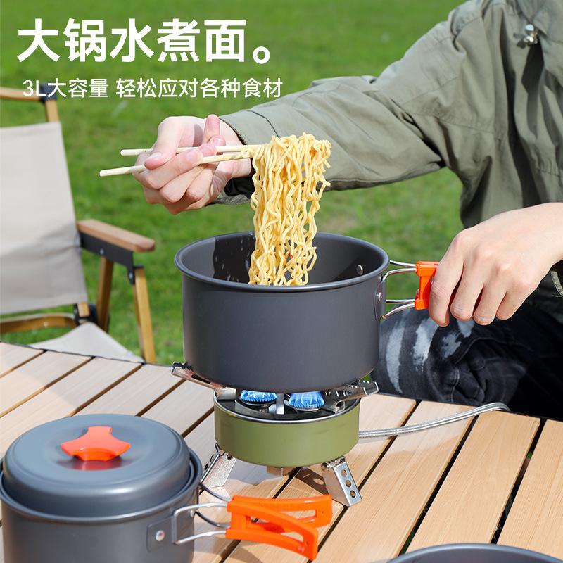 Outdoor camping picnic equipment Full set of camping pots, cooking utensils, kettle sets, pot sets, hanging pots, camping cookware supplies