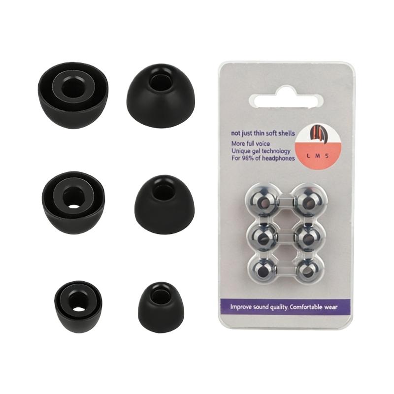 

Soft Silicone Ear Tips For Buds Perfectly Fit Multiple Size Sweatproof Design Comfortable Noise Isolation чорний