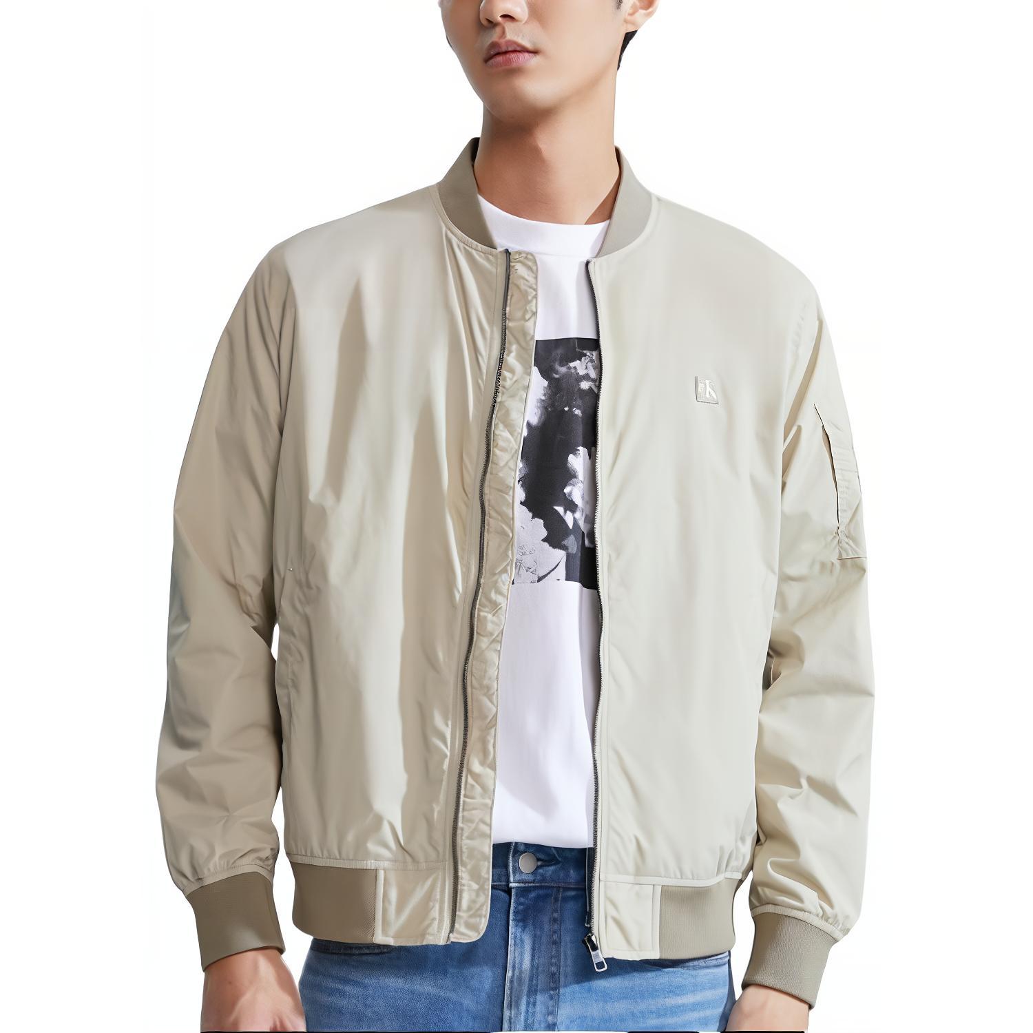 

Calvin Klein Джинсовая куртка осенняя минималистичная с вышивкой, квадратная нашивка, повседневная, с длинным рукавом, мужская куртка, светло-кофейная J323578-PED M