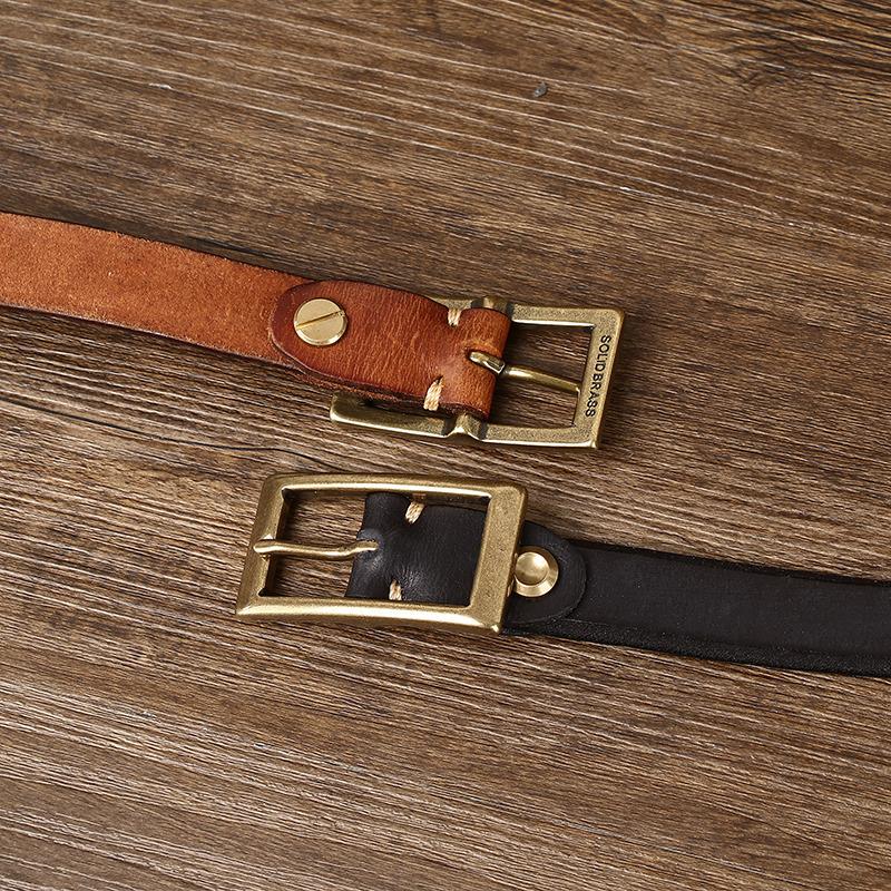 Thin Belt for Women Fashion Retro Trend Decorative Leather Thickened Pure Cowhide Jeans Belt for Women