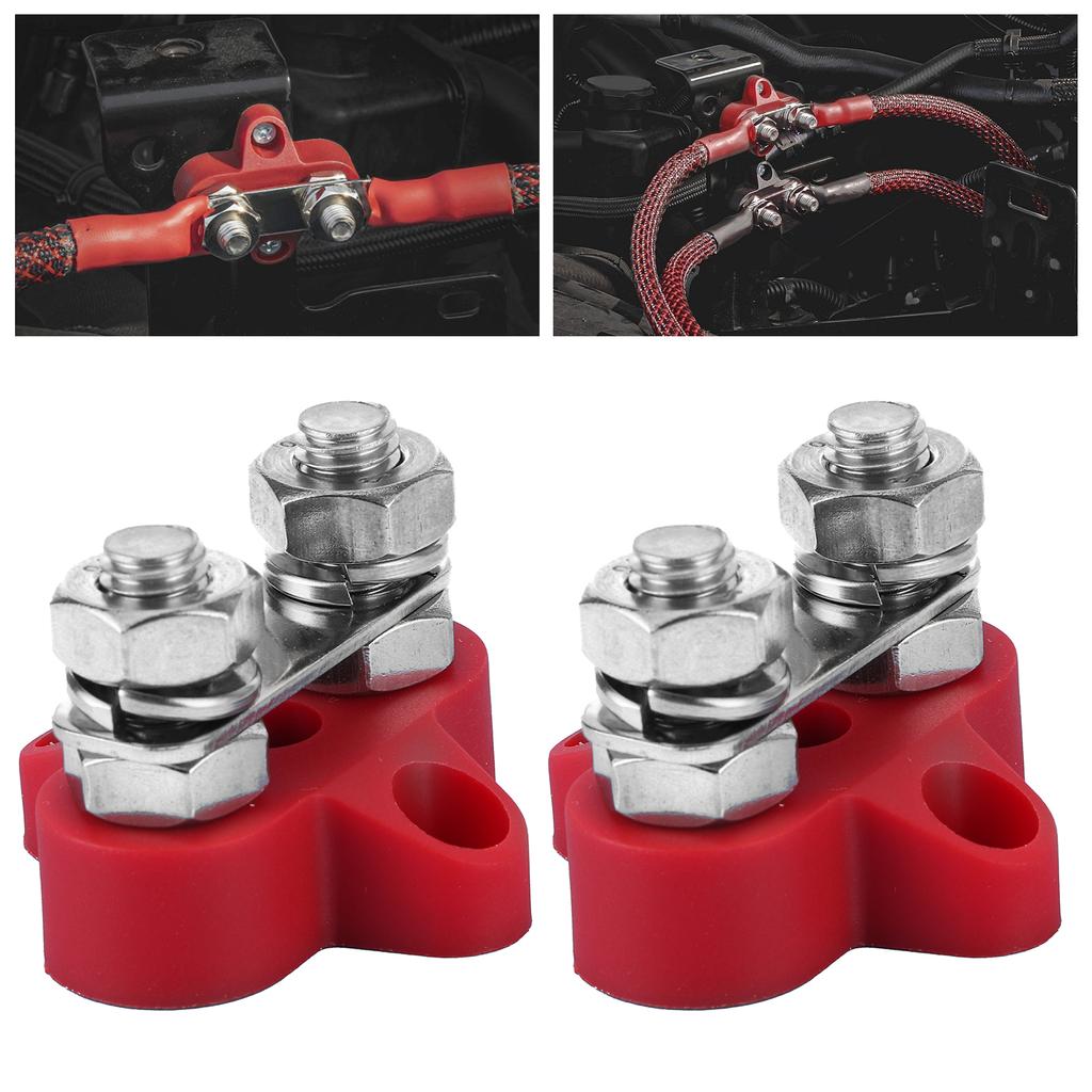 2pcs 5 16in M8 Terminal Stud Red Heavy Duty Wiring Junction Block Parts for 12‑48V Trucks RVs Boats