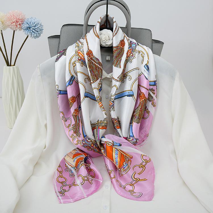 

Атласный шарф в китайском стиле 90 см, большой квадратный шарф, простая имитация шелкового шарфа, шарф-шаль, маленький шарф 90*90