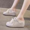 Non-heeled Semi-drag Women's Summer New Round Toe Light Mouth Color Block Hollow Out Breathable Mesh Anti-slippery Heel Shoes