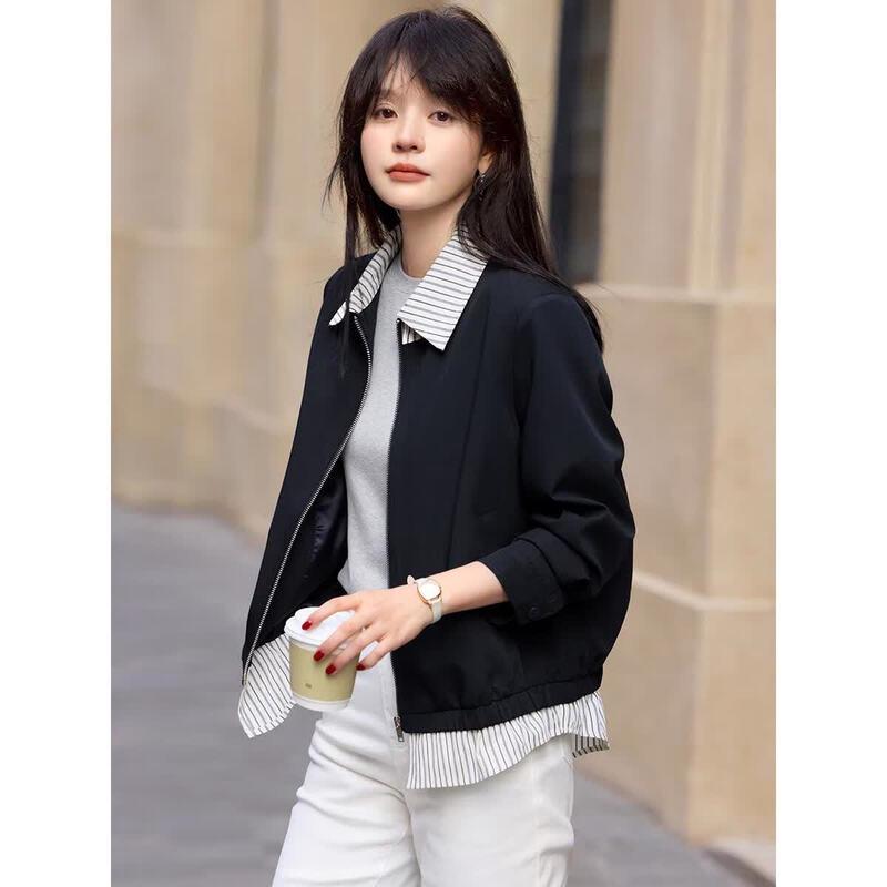 Women s Striped Patchwork Casual Jacket S