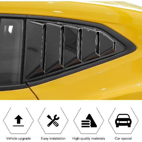 RT-TCZ Carbon Fiber Rear Quarter Side Window Louvers Sun Shade Cover Wind Vent Air Deflector Decoration Exterior Accessories for Chevrolet Camaro