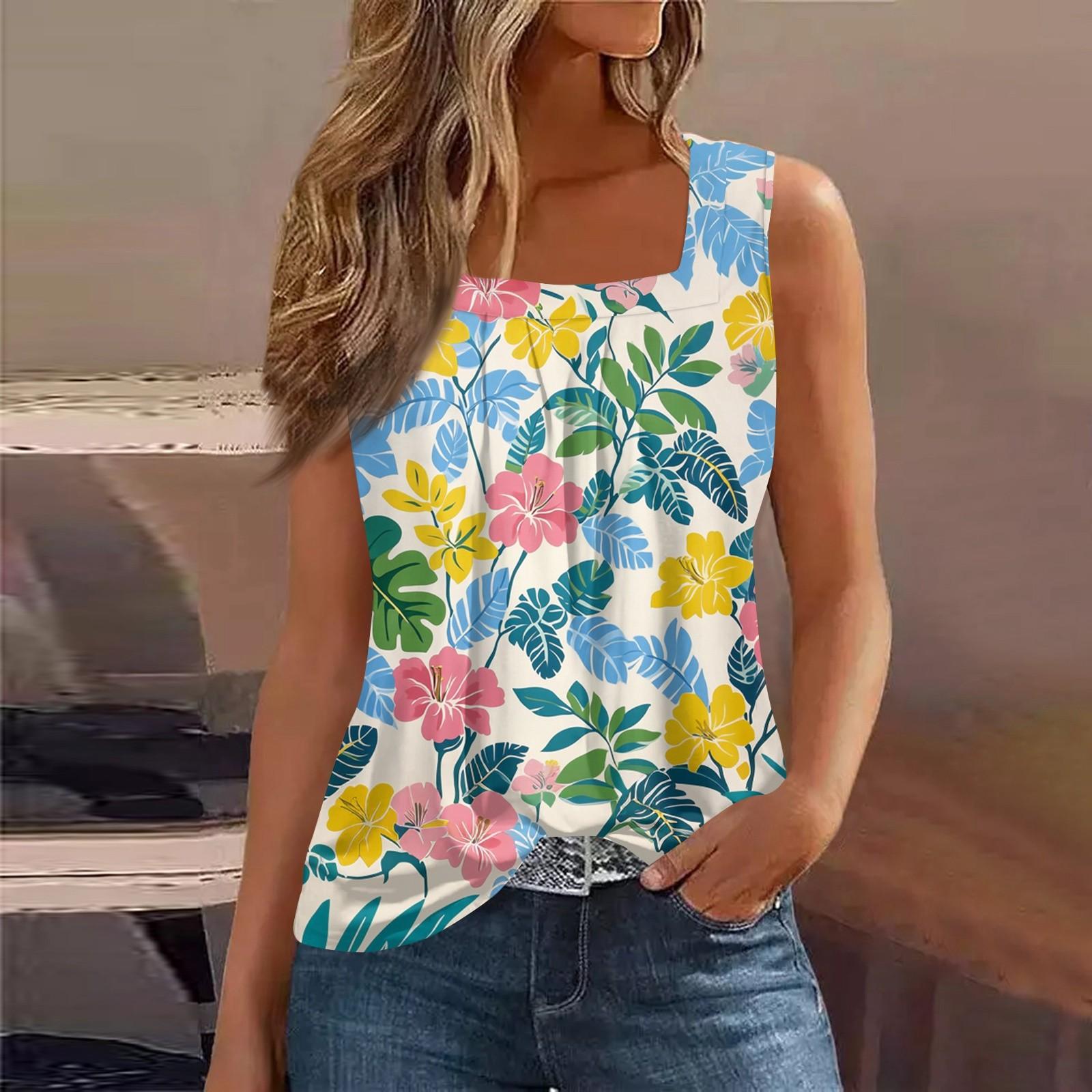 

Майка с квадратным воротником, женская футболка с принтом, повседневная свободная рубашка без рукавов L