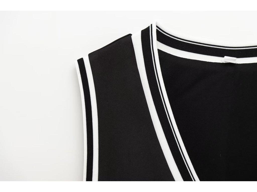 2025 Spring Women's European & American Style Wavy Hem Ribbed Dress