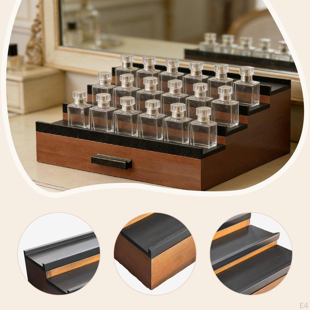 Elegante Espositore da Tavolo in Legno per Profumi, Scaffale portaoggetti per Flaconi, Comodino, Ecc.