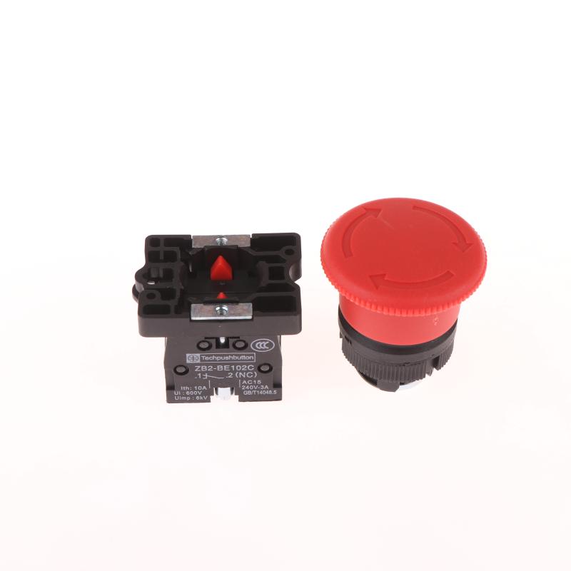 1 Stück Xb2-Es543 Es544 Es545 Selbstverriegelnd Rastend 220V 22Mm Not-Aus Roter Pilz Drucktastenschalter