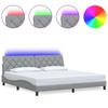 LED Bed Frame without Mattress Light Grey 200x200 cm Fabric