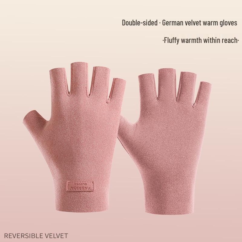 Damen Herbst/Winter Warme Samthandschuhe: Voll- und Halbfinger, Touchscreen-kompatibel für Outdoor und Autofahren.