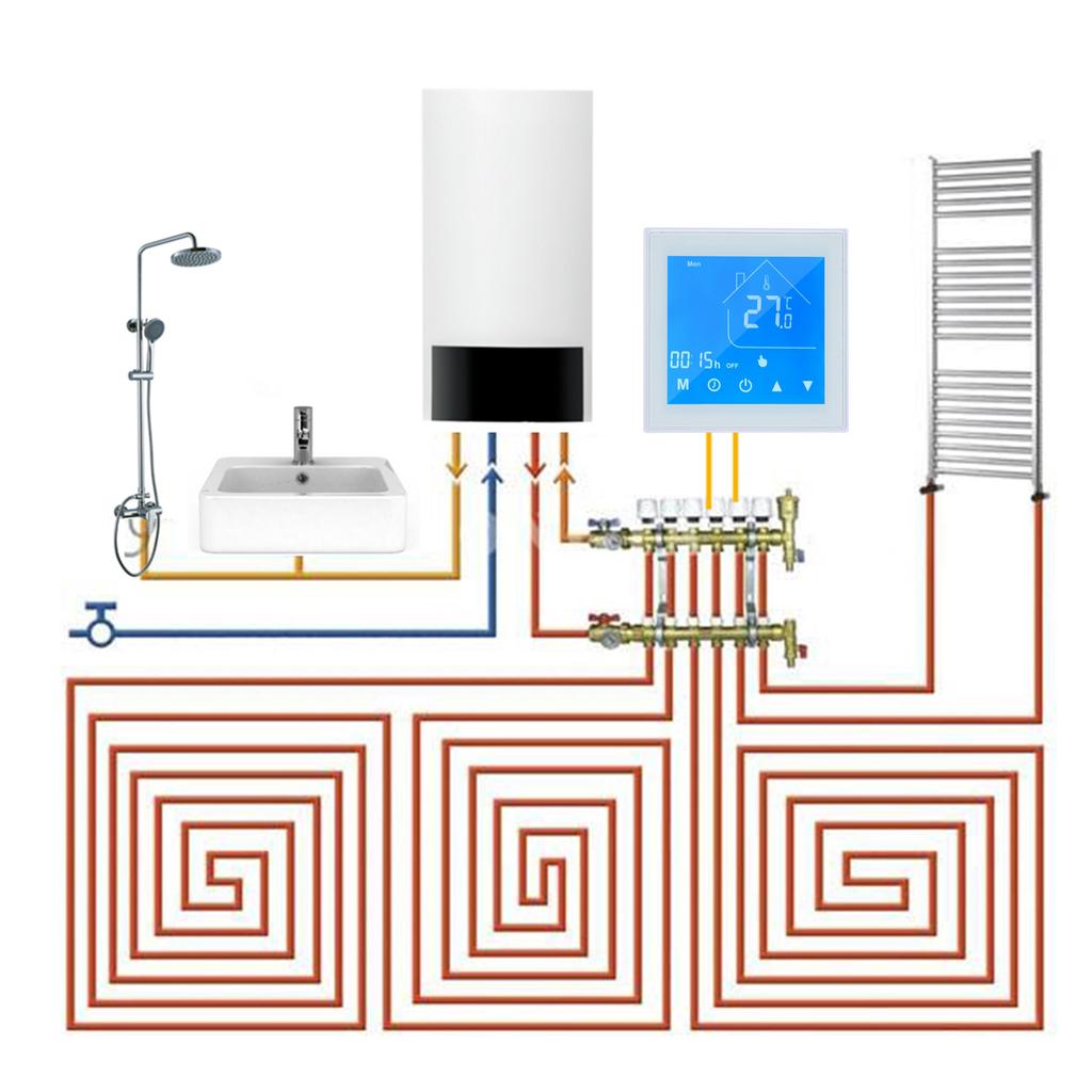 Thermostat Temperature Controller LCD Display Week Programmable for Water Heating for Household