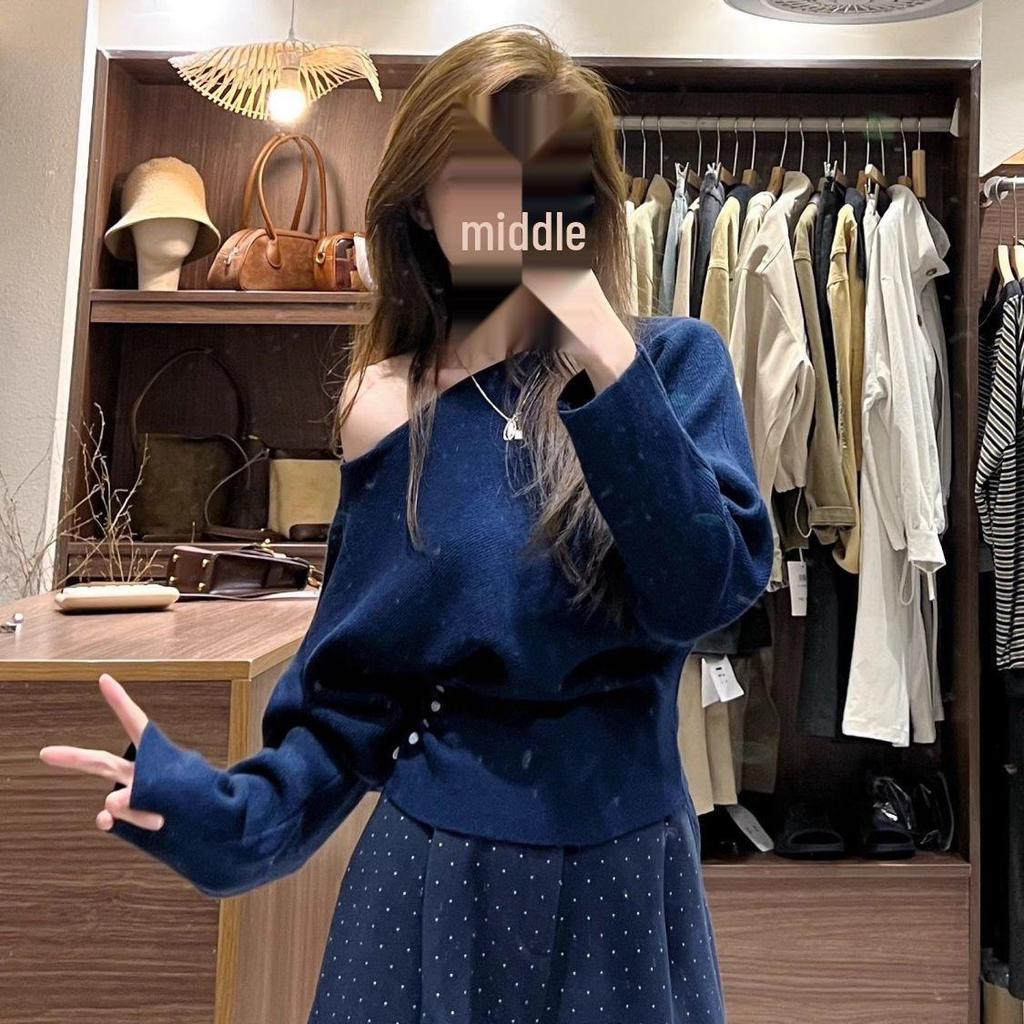 Roter Einärmliger Strickpullover für Damen - Herbst/Winter Slim Fit Basic-Oberteil