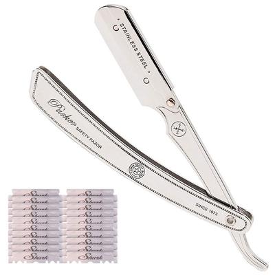 Parker SRX Klapprasierer (Profi-Qualität/20-Klingen-Set) Scharfe und professionelle Ergebnisse (Sicher/Leicht) Edelstahlrasierer zum Rasieren, Gesicht