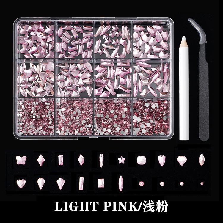 12-Grid Boxed Rhinestone Nail Art Flat Bottom Special-Shaped Diamond Nail Rhinestone Nail Art Jewelry Set