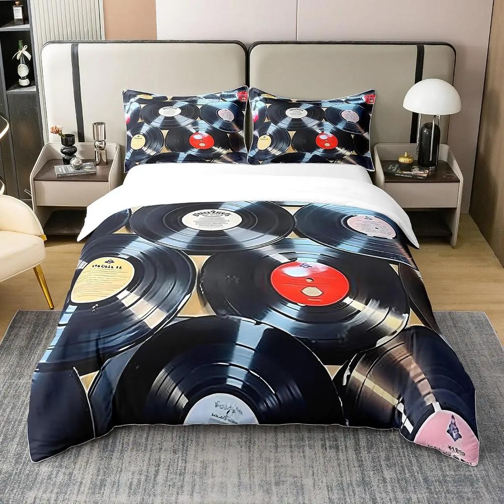 Record Bettbezug-Sets für Kinder Jugendliche Twin Leichtgewichtige Daunendeckenbezüge Schlafzimmerdekor 2 Kissenbezüge 1 Bettbezug Keine Bettdecke