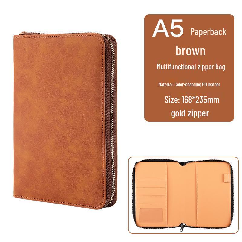 Custom Business Notebook with Zipper Bag - Multifunctional A6/B5 Notepad & Manager Folder
