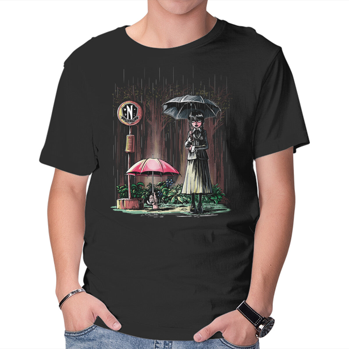 Unisex Crew Neck T-Shirt My Neighbor Wednesday Graphic Short Sleeve Casual Tee XXXL