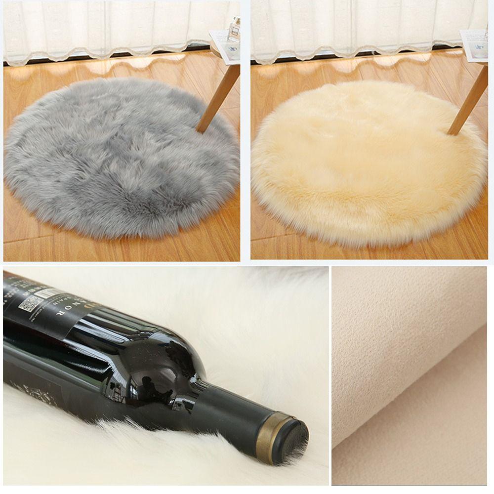 Covor Rotund Pluș Lung Pluș Covoraș Rotund pentru Scaun Covor Cald pentru Noptieră Dormitor