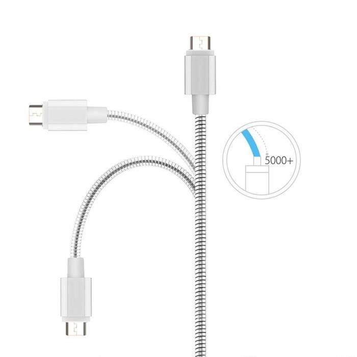 Câble USB Type C - Non spécifié - Lot de 2 - 1M - Argenté - Compatible avec plusieurs smartphones