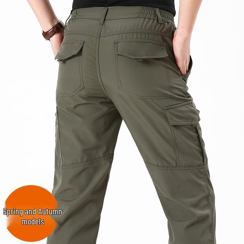 [Manufacturer] Men's Quick-Dry Multi-Pocket Cargo Trousers - Lightweight, Loose Fit for Outdoor and Tactical Use, Size 105