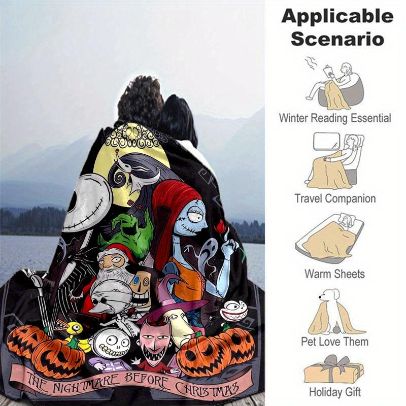 1pc, Cozy Nightmare Before Christmas Home Decor Blanket: Perfect Gift for Bedroom, Living Room, Travel, Camping, Car