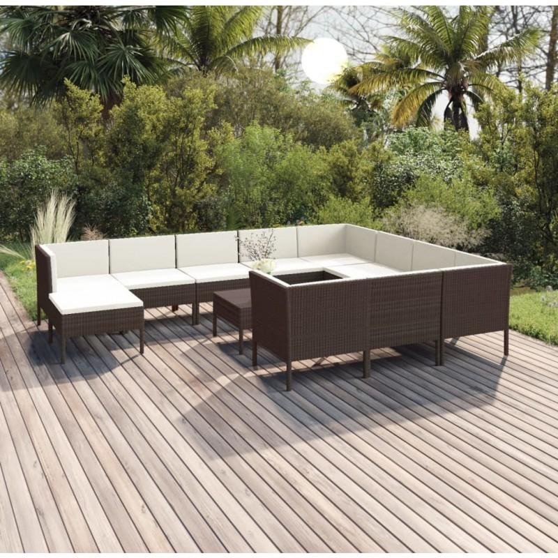 Day and Night - Day and Night Garden Furniture Set 12 Pieces and Brown Synthetic Rattan Cushions