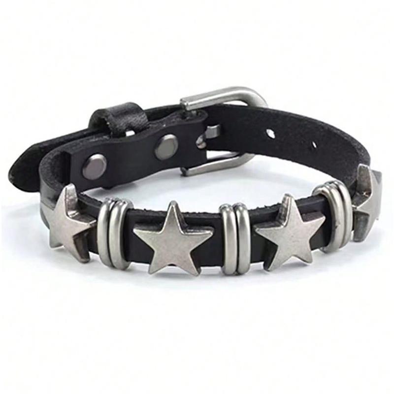 Pu Leather Gothic Rivet Star Fashion Bracelet For Daily Party Performances, Christmas And Halloween Costumes