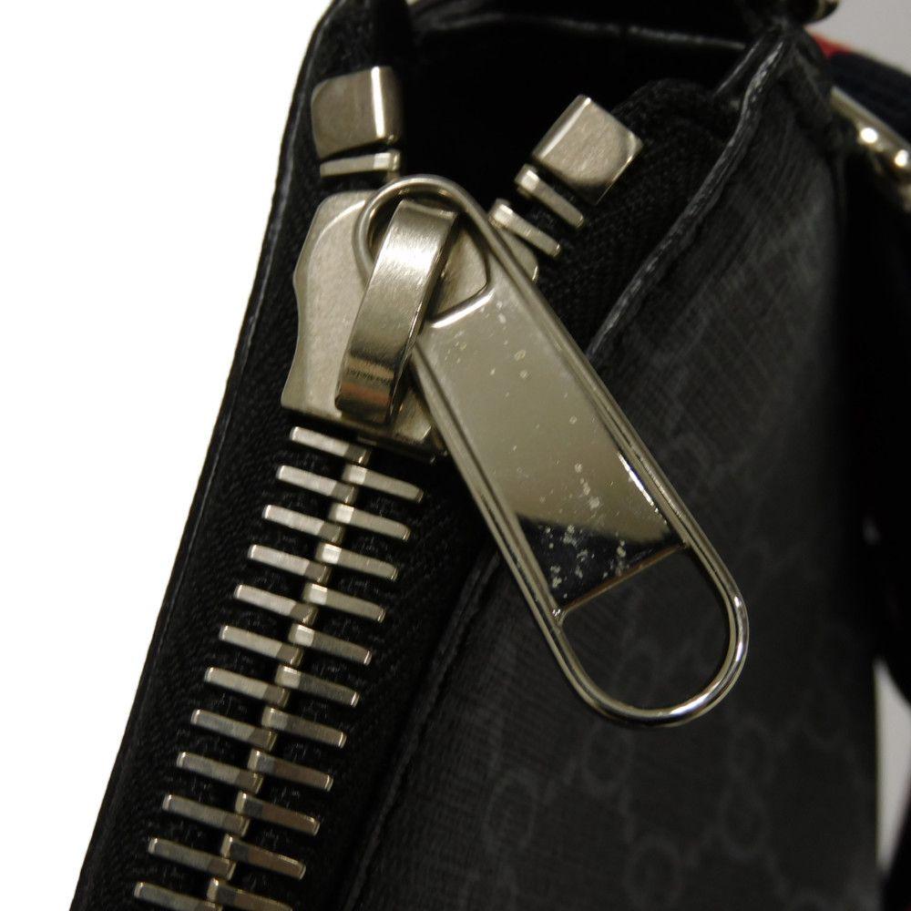 Used GG Supreme Messenger Bag 9539 474137 9F23N 8850 7921 Logo Applique Web Embroidery Black Men's from Japan AUTHENTIC