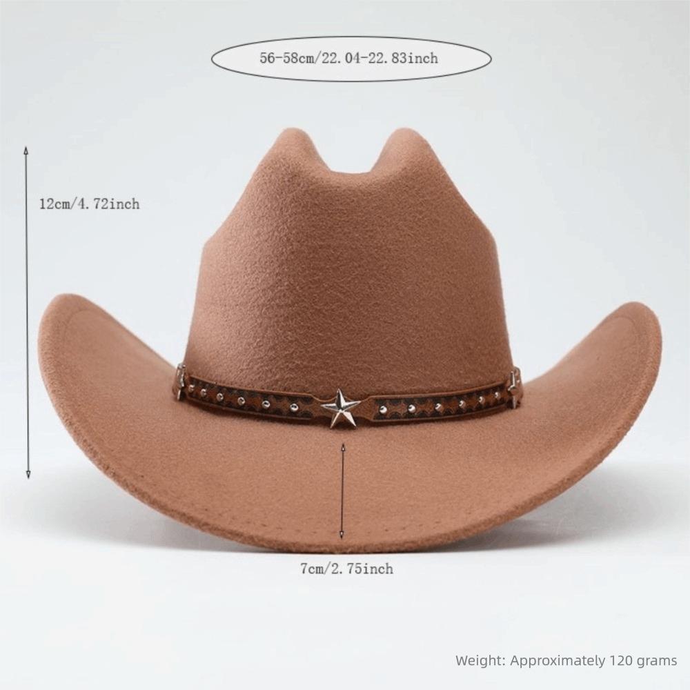 Cintura con Testa di Stella Cappello da Cowboy Occidentale Cappellino da Cowgirl in Feltro Cappello da Sole Fedora Jazz Cappelli Donna
