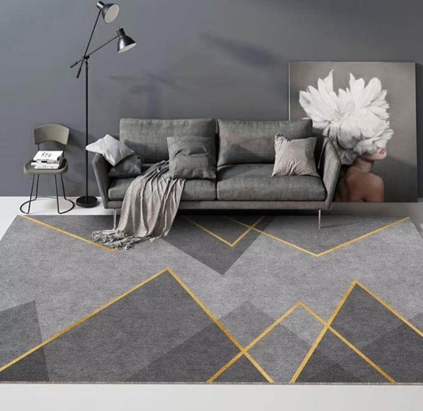 Modern Non-slip Machine Washable Large Living Room Carpet Flannel Grey Colour Home Rugs for Bedroom Luxury Entrance Door Mat