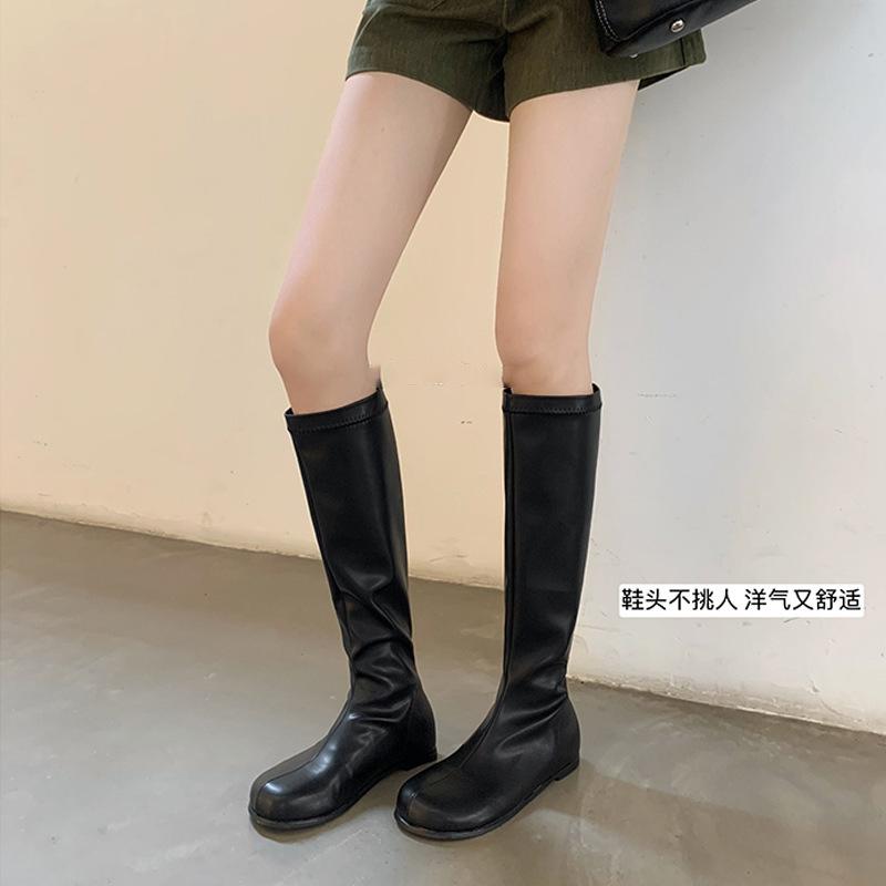 Cowhide~ Grape Ma The Same Style Has an Inner Height Increase of 4cm, Mango Head Is Over the Knee, Long Boots, Women's Thin Boots, Medium Knight Boots