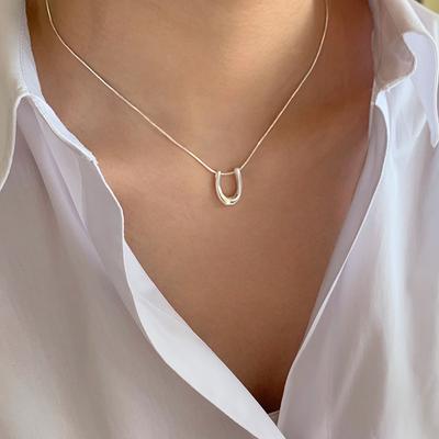 S925 Zilver U-Vormige Ketting Slangenbotten Ketting Eenvoudig Betaalbare Luxe Mode Ontwerp Hoefijzer Ketting Zilveren Accessoires