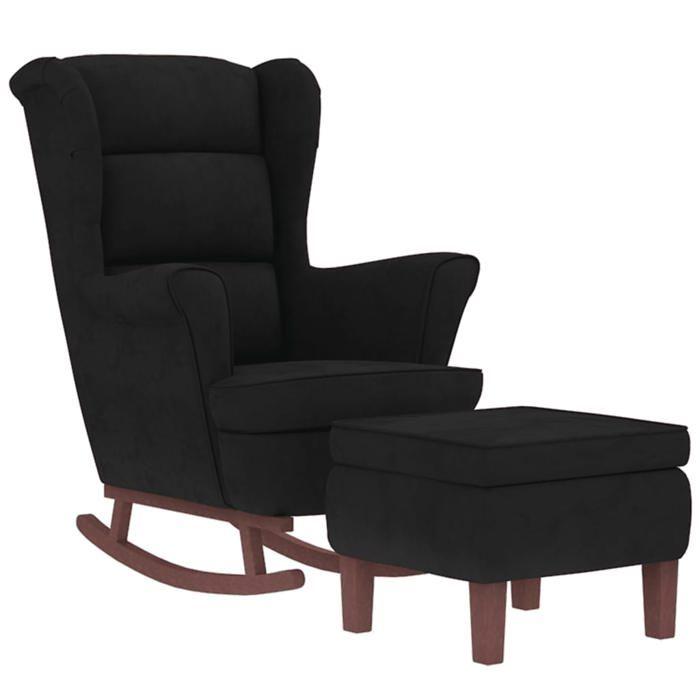 VidaXL Chaise à Bascule avec Pieds en Bois et Tabouret Fauteuil de Salon Relaxation Meuble de Salle de Séjour Chambre 3121236