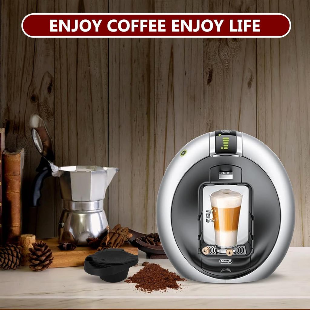 Reusable Capsule Adapter for Dolce Gusto, Coffee Machine Powder Tray with Spoon and Brush, Refillable Coffee Pods Adapter Compatible with Piccolo