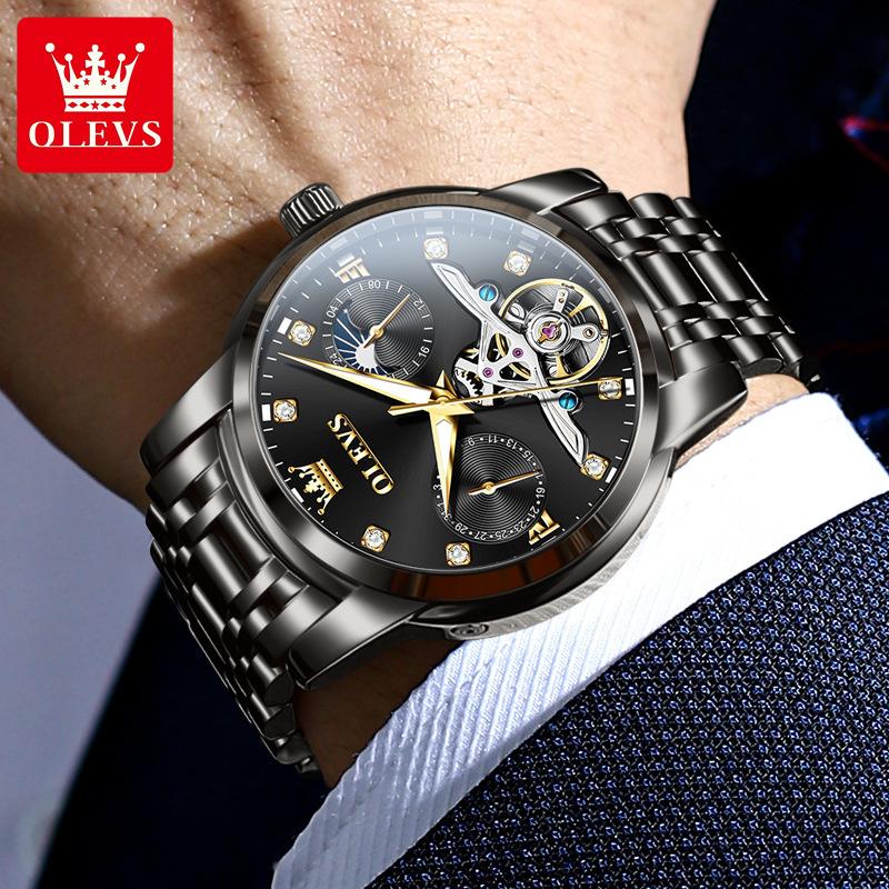 OLEVS Brand Multi-function Tourbillon Men's Watch Mechanical Watch Glow-in-the-dark Trend Men's Watch Business Model