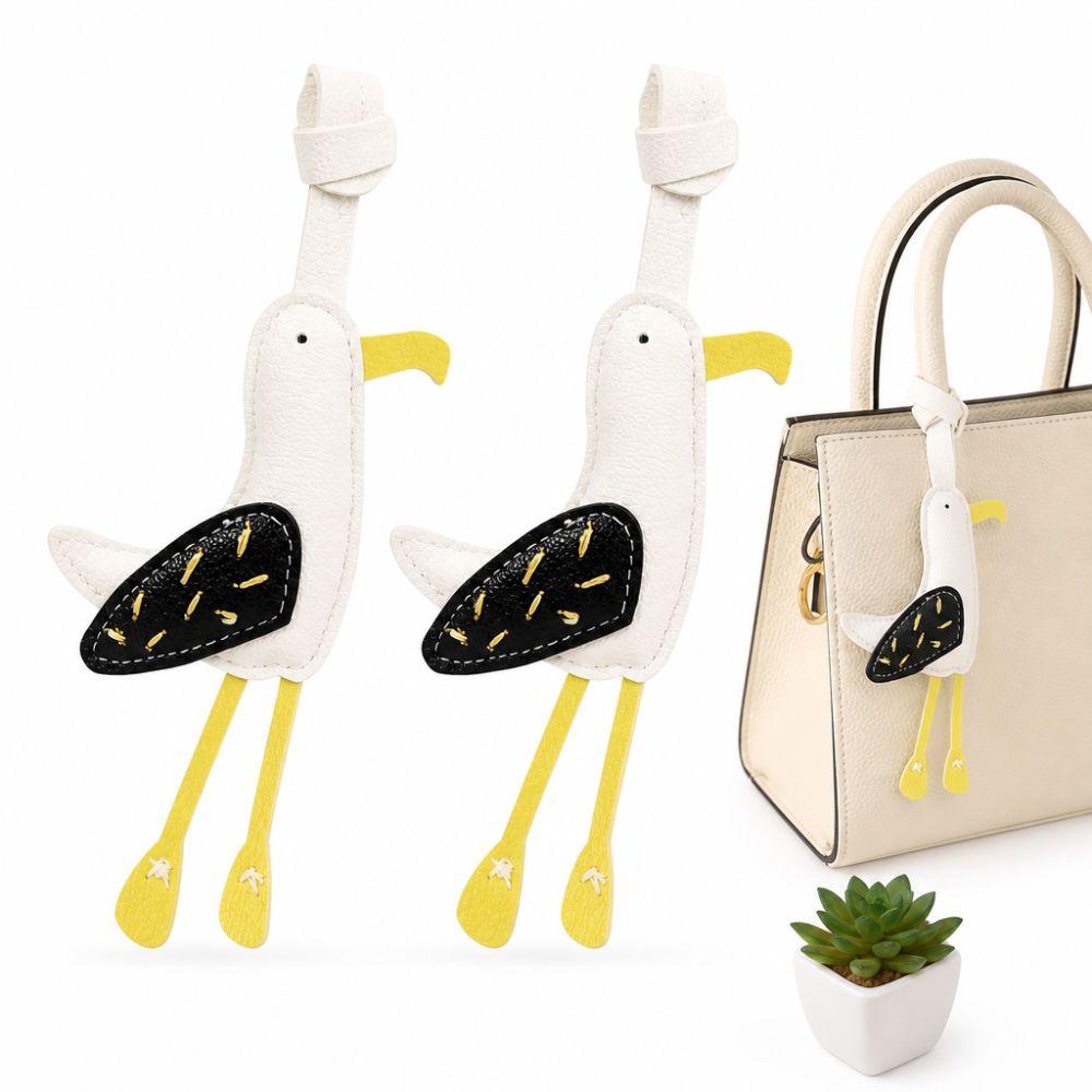 PU Leather Seagull Bag Pendant Simple Backpack Charm Creative Seagull Keychain  Bag Key Decoration