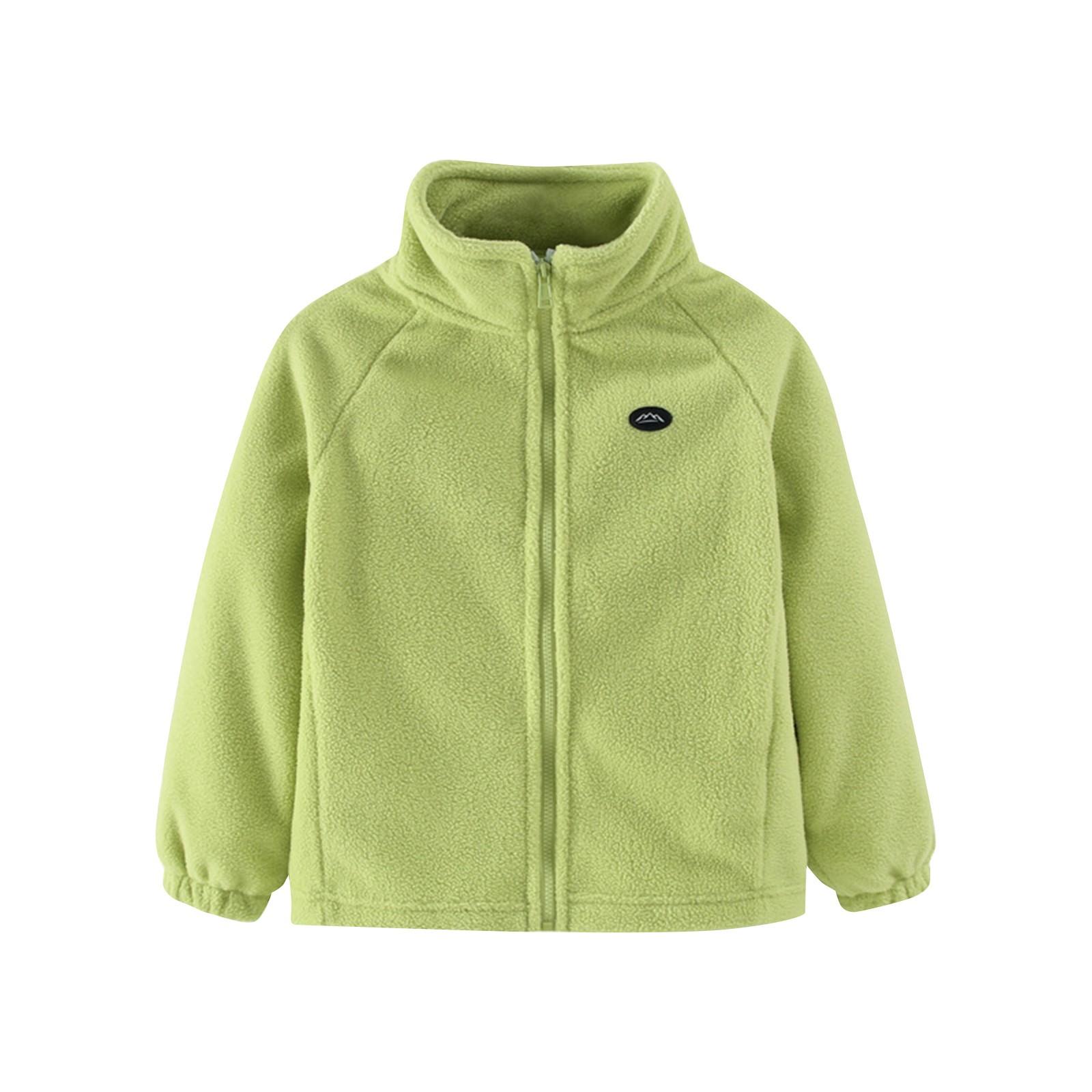 

Зимнее детское флисовое пальто для мальчиков и девочек, однотонное повседневное пальто 110 зелёный