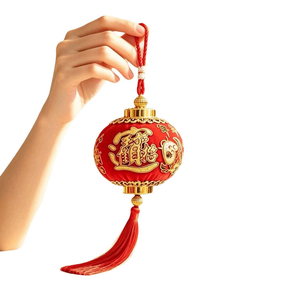 Fu Blessing Hanging Red Ball Lantern With Tassels Chinese Lantern Pendant New Year