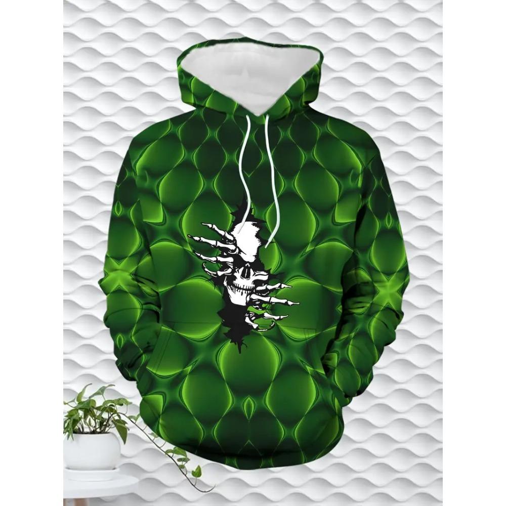 Vintage Cool 3D Print Skull Graphics Hoodie Drawstring Comfortable Super Dalian Long Hoodie Sweatshirt Spring And Autumn Clothes