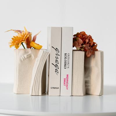Promotional Convex Craft Bookend European Style Vegetarian Ceramic Vase Hydroponic Dried Flower Arrangement Hotel Cafe Decoration Ornament