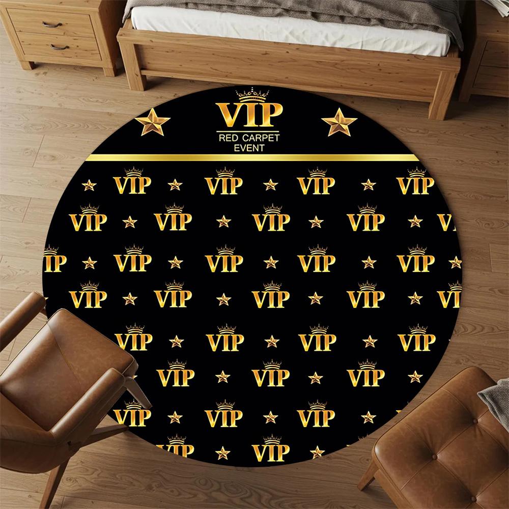 1pc VIP Red Carpet Round Chair mat Area Rug - Non-Slip, Floor Mat for Office, Bedroom, and Indoor Decor -1002260