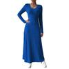 Damen Herbst Pulloverkleid Langarm V-Ausschnitt Rippstrick Maxikleid Tunika Winter A-Linie Langes Schwingkleid
