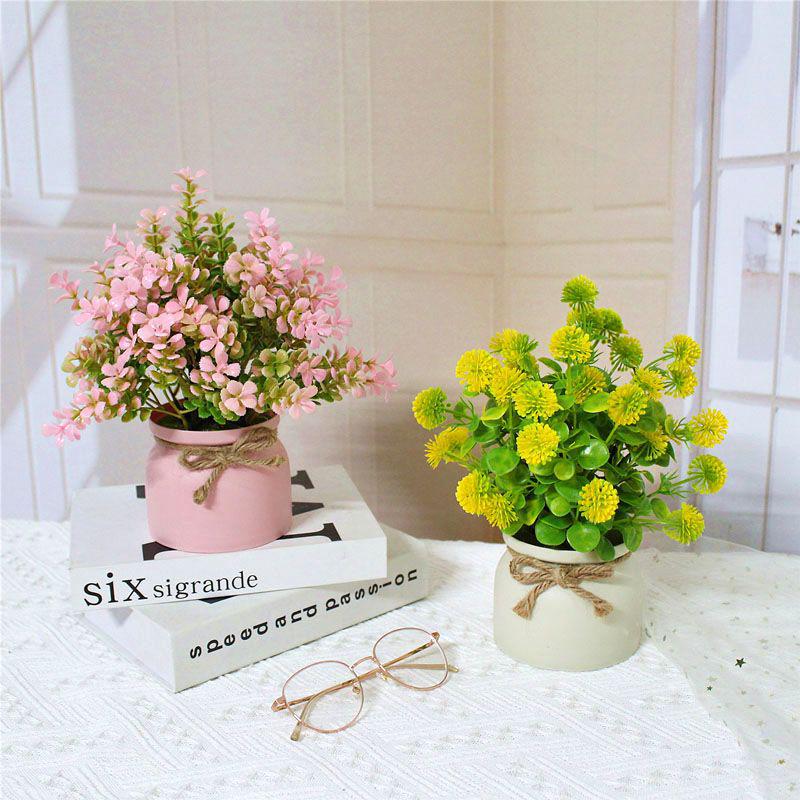 Nordic Potted Plant Ornament - Minimalist Artificial Flower Arrangement for Office & Home Decor