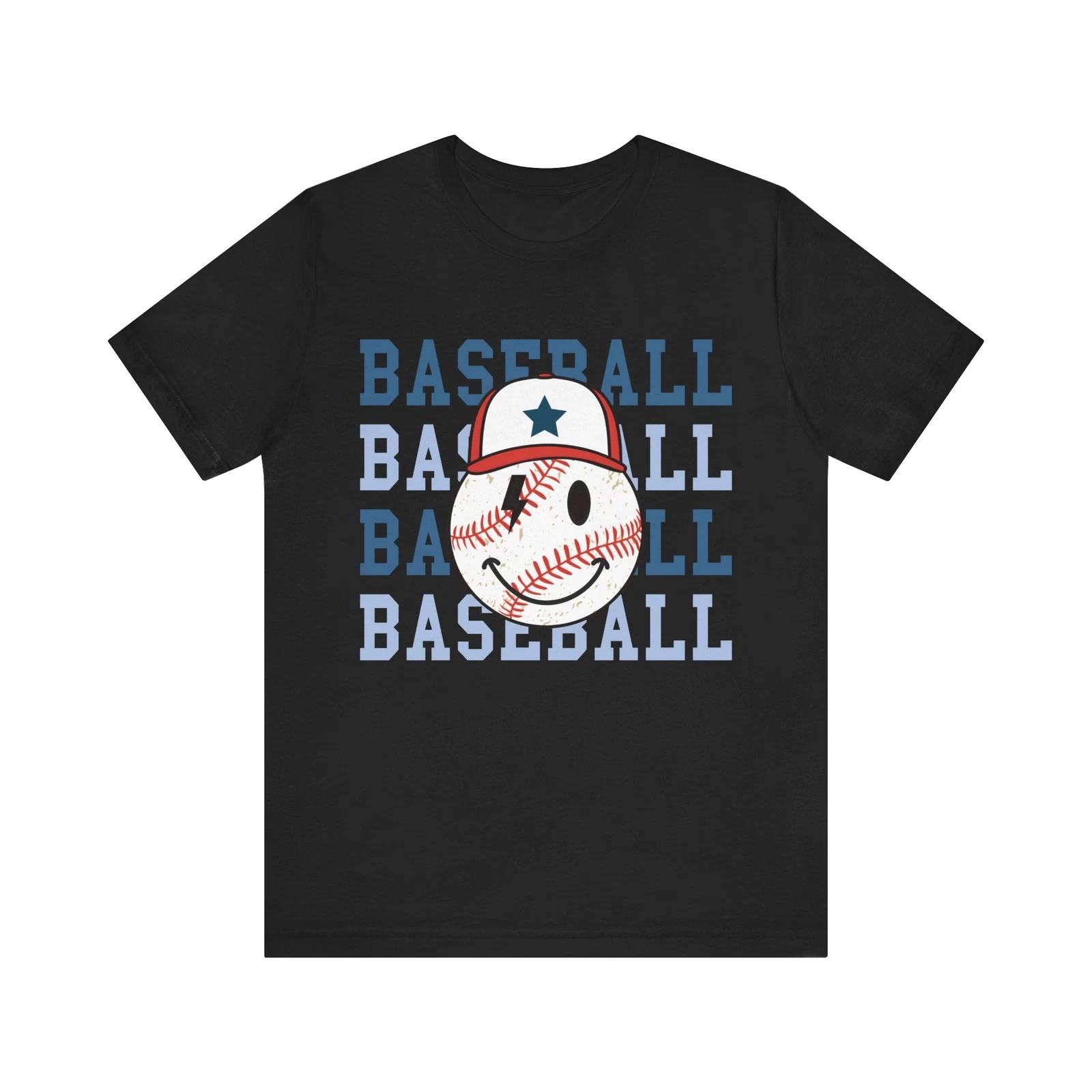 Baseball Happy Face Design with Cap - Cool Baseball Art T-Shirt 2XL