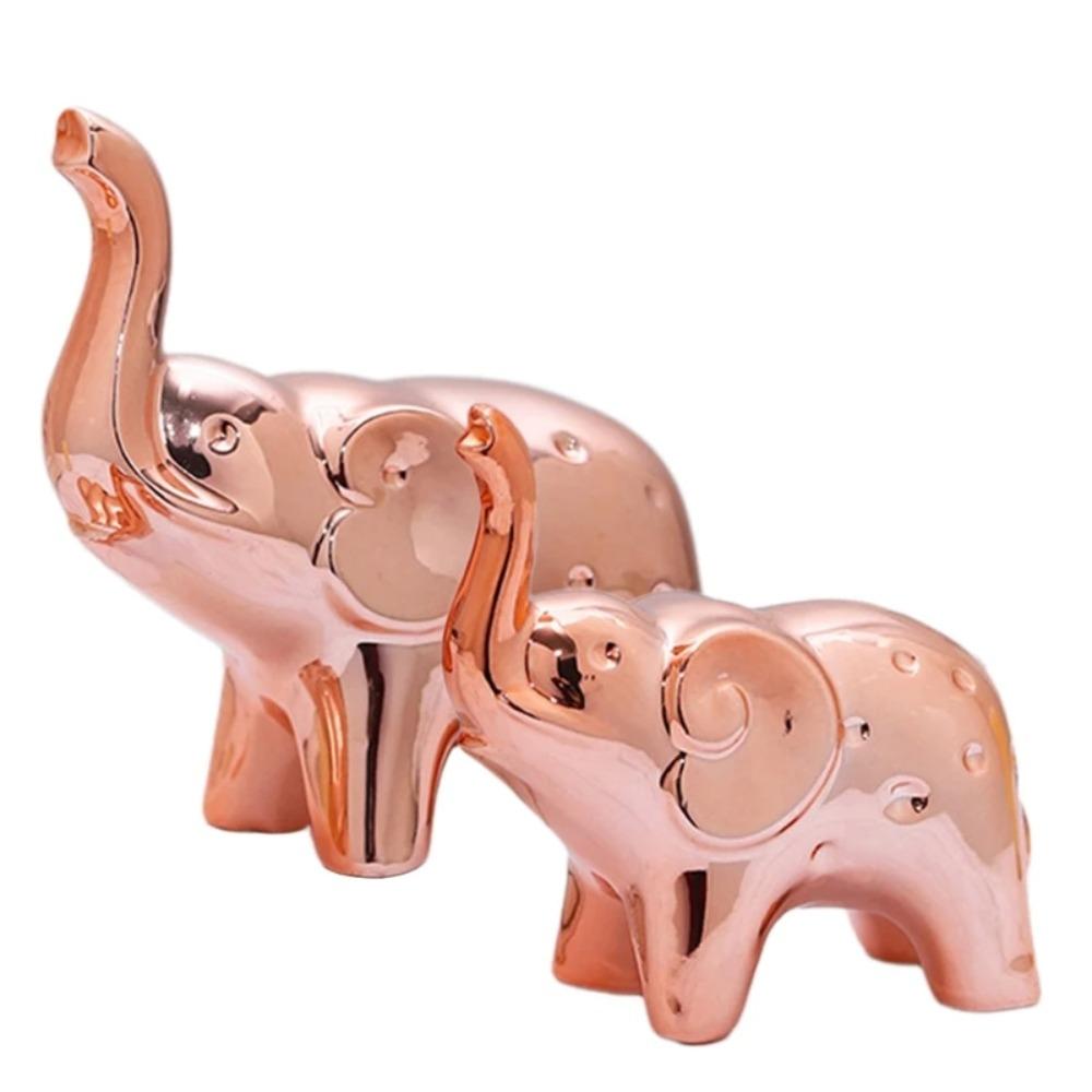 1 Pair Cute Elephant Statue Crafts Chinese Traditional Animal Sculpture Home Office Decoration
