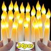 1/24Pcs LED Flameless Taper Candles Battery Powered Long Electronic Tealights Christmas Wedding Birthday Party Table Decor Lamp