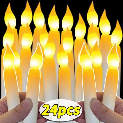 1/24Pcs LED Flameless Taper Candles Battery Powered Long Electronic Tealights Christmas Wedding Birthday Party Table Decor Lamp