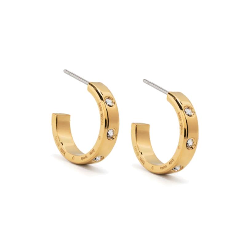 Kate Spade Engraved Logo Metal Glass Earrings Women's Gold KE025